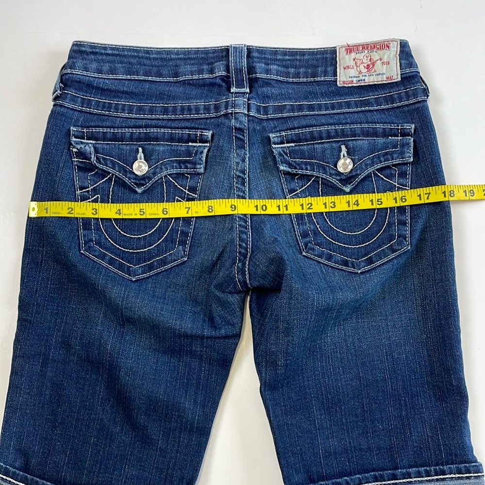 True Religion Sophie Denim Capri Low Rise Size 29 Cuffed Bermuda Button Stone - Picture 12 of 16